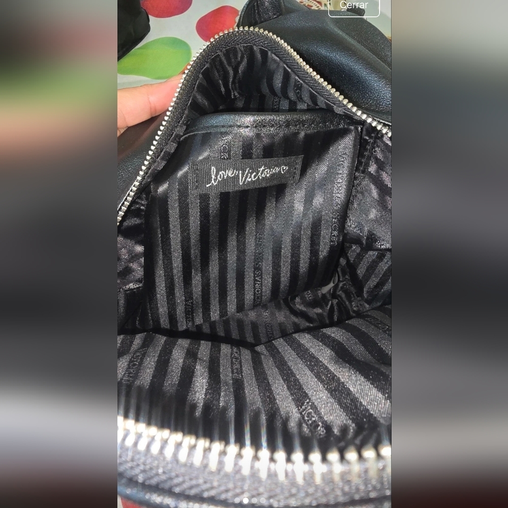 Victoria's Secret Black Mini Backpack with Silver Studs & Chain - Picture 3 of 3